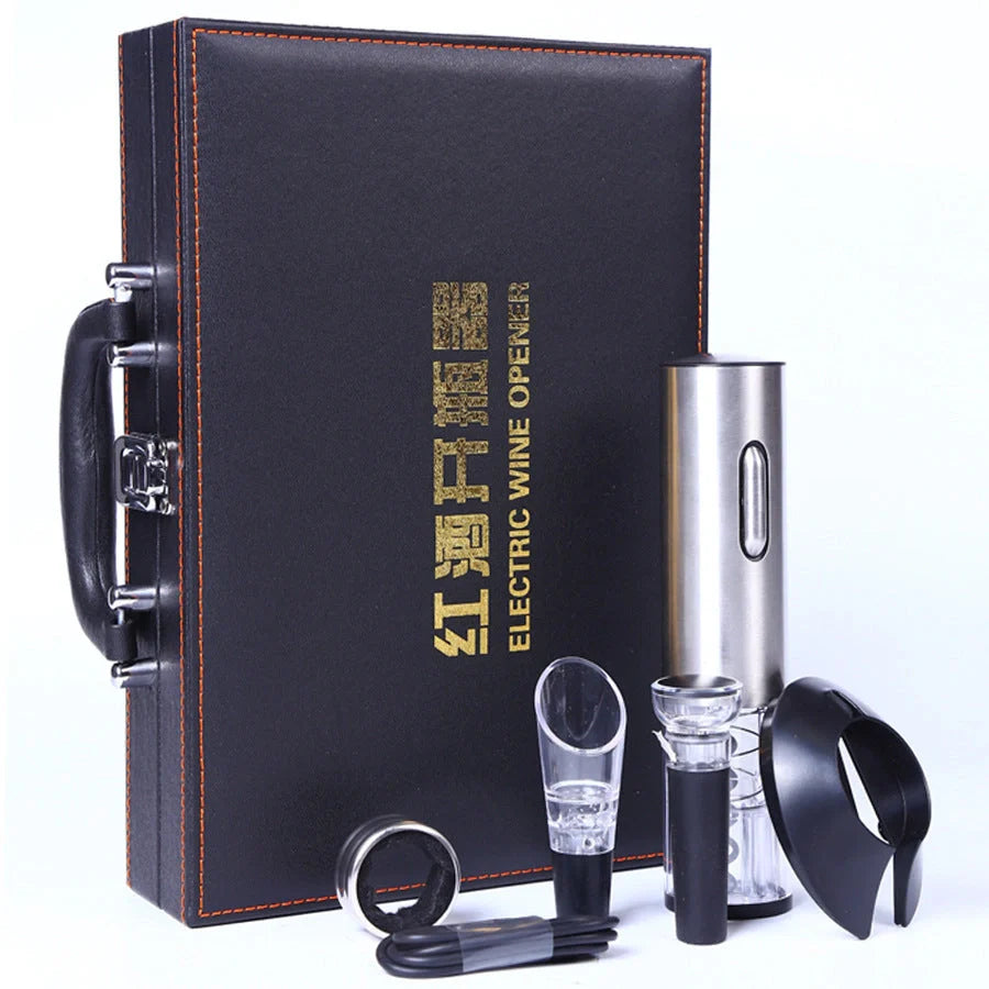 Rechargeable electric wine opener with USB charging cable and LED light