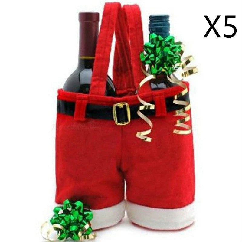 Festive Santa pants-shaped cloth gift bag in red, perfect for holding Christmas candies and small gifts