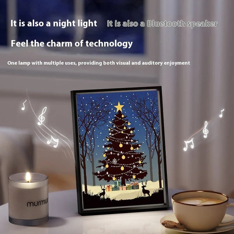 Festive Bluetooth Christmas Tree Ornament Speaker with LED Night Light and Premium Aluminum Alloy Frame