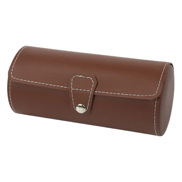 Premium British-made PU leather watch storage case with three dedicated slots to neatly organise and protect your watch collection