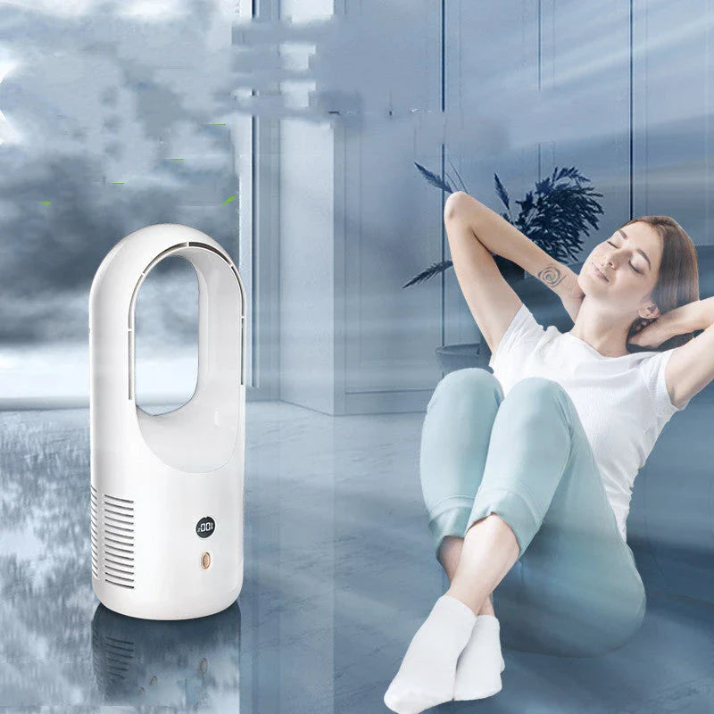 Powerful bladeless fan with sleek design and quiet operation for efficient cooling