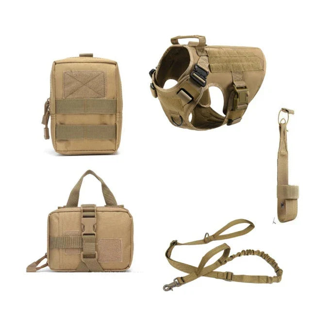 Tactical K9 Service Dog Harness with Reinforced Top Handle, Customizable Panels, and Military-Grade Construction