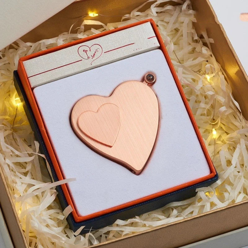 Double heart-shaped windproof metal candle lighter with tungsten wire ignition