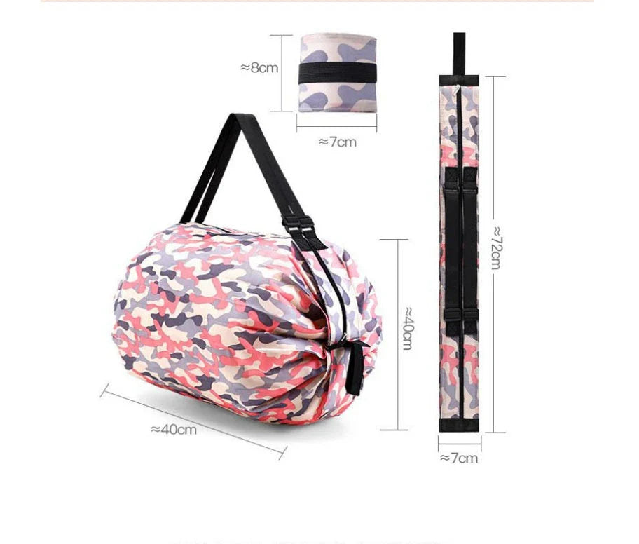Foldable tote bag made of durable 210D Oxford cloth, featuring a roomy storage space and various stylish color options for on-the-go organization and convenience.
