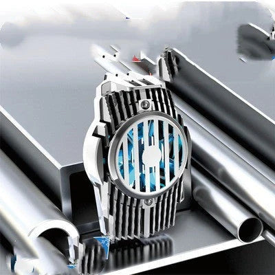 Powerful mobile phone cooling fan with dual cooling channels, ice porcelain, and aluminum alloy construction for seamless gaming performance