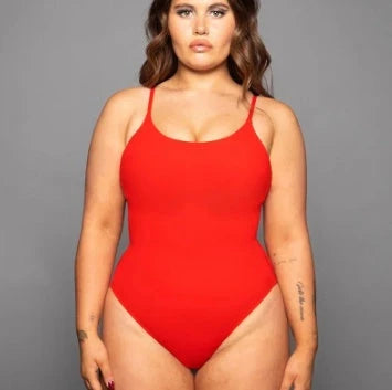 Stylish backless one-piece swimsuit in various vibrant colors for curvy women