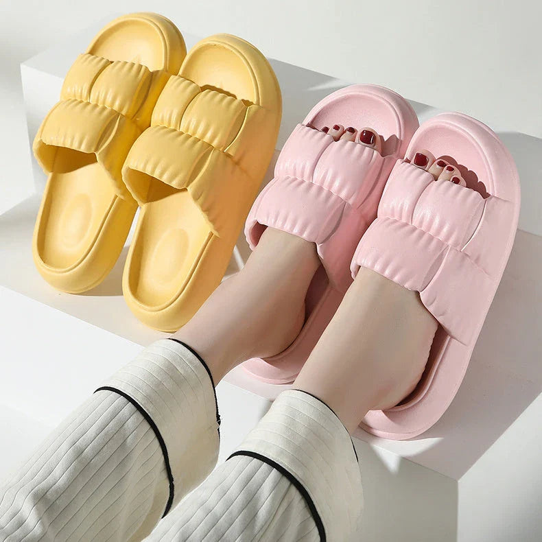 Plush Comfort Bathroom Slides in various vibrant colors, featuring soft EVA soles and water-resistant design