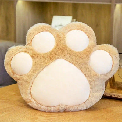 Plush office chair cushion with adorable paw-shaped design in various colors and sizes