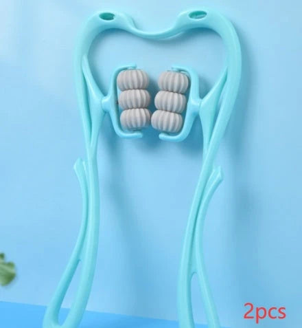 Ergonomic neck massager with six rolling balls for relieving muscle tension and soreness