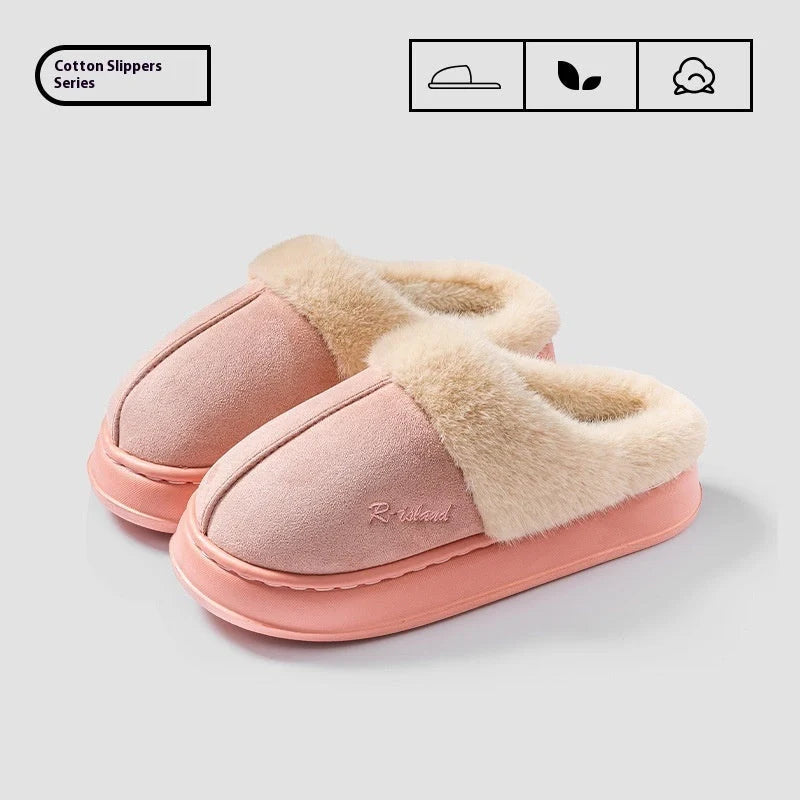Cosy, fluffy cotton slippers in a variety of colours, featuring non-slip soles for indoor and outdoor wear