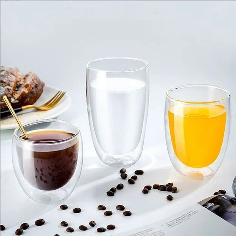 Egg-shaped double-layer insulated glass cup for hot and cold beverages