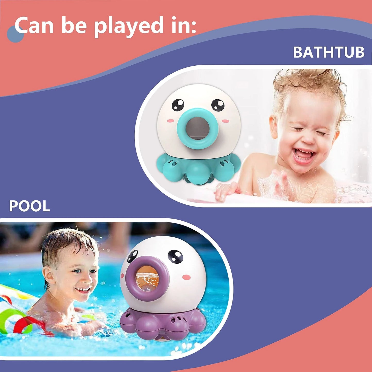 Octopus Fountain Bath Toy with spinning water spray for interactive water play