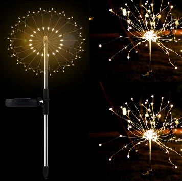 Radiant Solar-Powered Outdoor Fireworks Lights with dazzling LED display in various shapes and colours