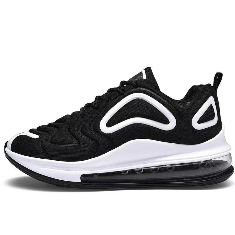 Comfortable black and red air cushion sneakers with lace-up closure for active men