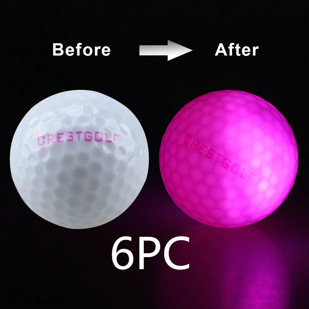 Luminous golf balls emitting a trail of light as they soar through the night sky, offering a captivating golfing experience.