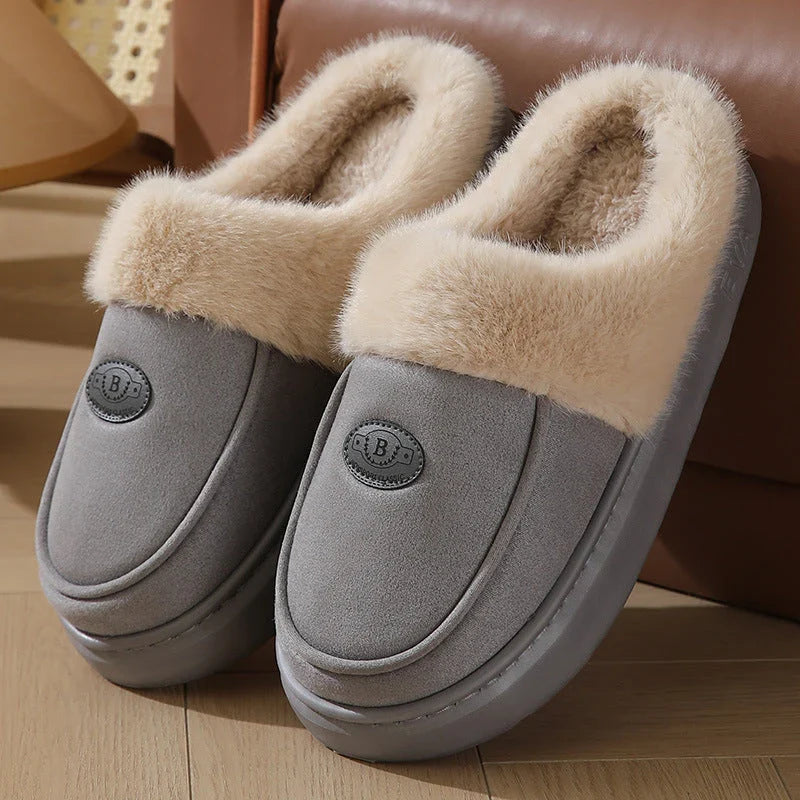 Cozy suede slippers with plush lining and non-slip sole for men's indoor comfort