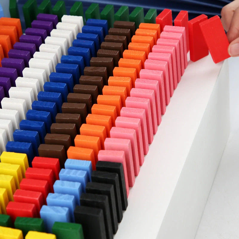 Brightly coloured wooden domino blocks for children's educational play