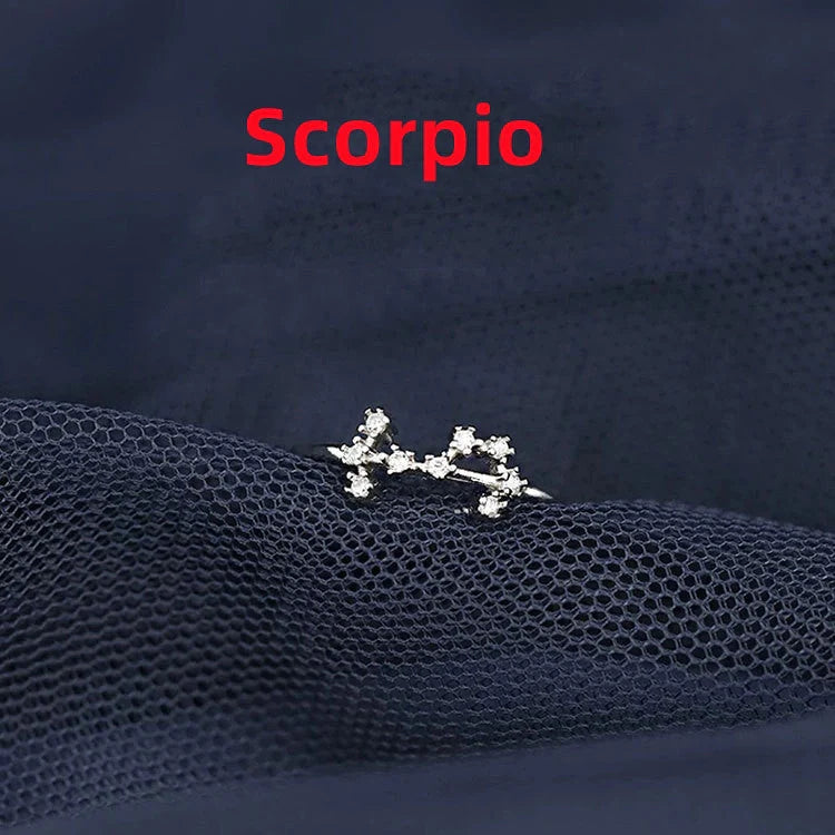 Elegant sterling silver zodiac sign rings in various astrological designs