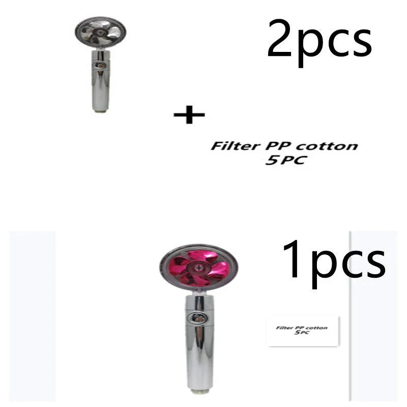 A high-pressure shower head with a stop button, cotton filter, and powerful water pressure for a luxurious bathing experience.
