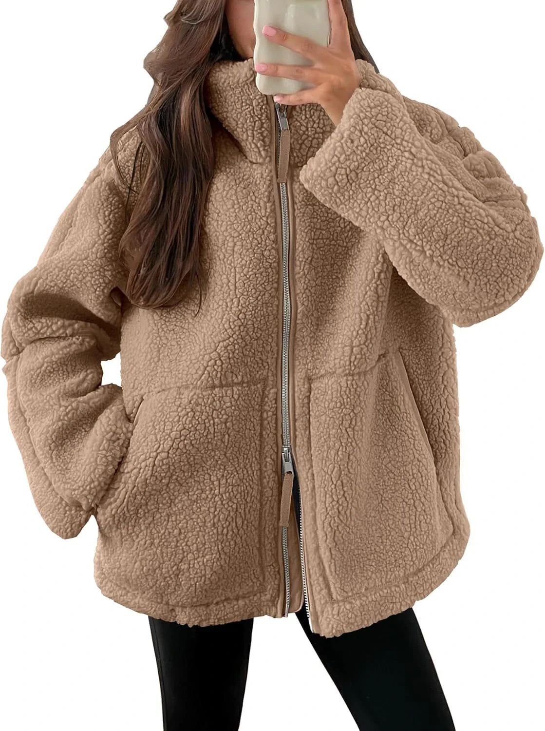 Classic padded fleece jacket in various colours for women, featuring a zip-up design and pockets