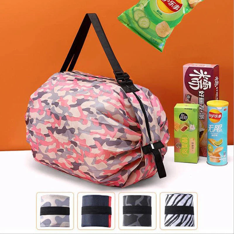 Foldable tote bag made of durable 210D Oxford cloth, featuring a roomy storage space and various stylish color options for on-the-go organization and convenience.