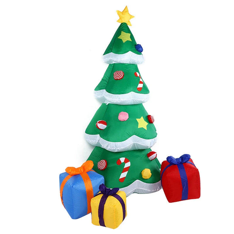 Festive LED Christmas Decor Set with Glowing Santa, Christmas Tree, and Snowman Inflatables