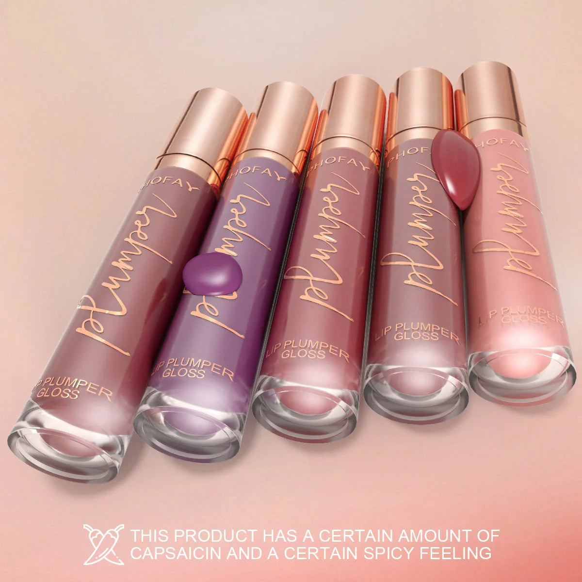 PHOFAY Shiny Lip Plumper Gloss - Volumising Lip Enhancer with Glossy, Radiant Finish
