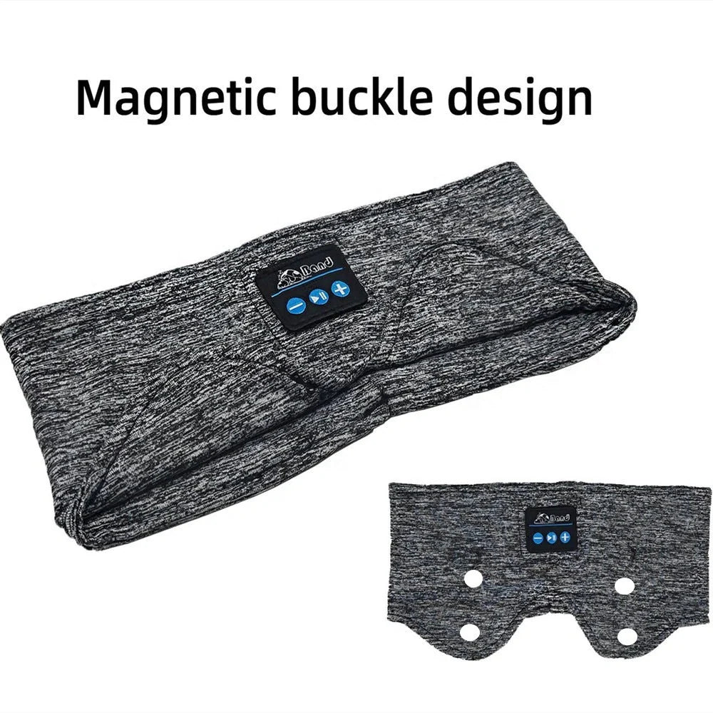 Cosy Bluetooth headband with wireless music and sleep mask, made with premium sheep wool fabric for a snug, sweat-absorbent fit