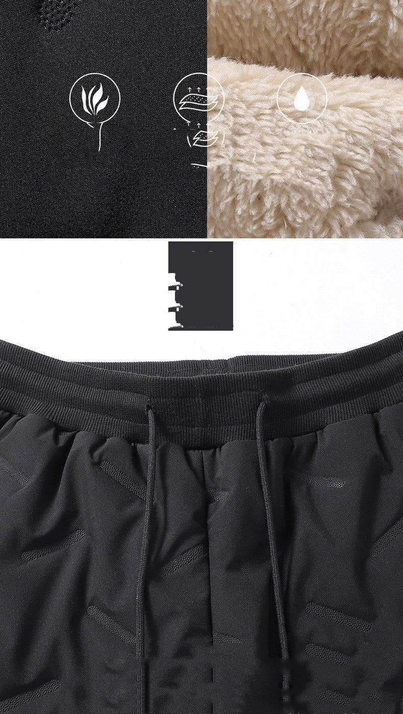 Men's padded cotton trousers with cashmere lining in black and grey