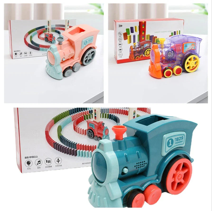 Automatic Domino Train Toy - Motorized Building Set for Kids with Vibrant Colors and Sturdy Construction