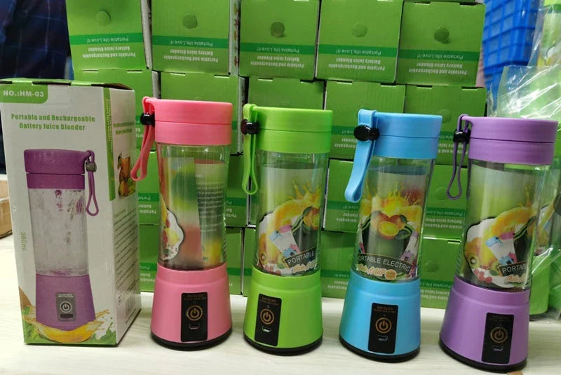 Portable smoothie blender with USB rechargeable battery, six-blade design, and automatic cleaning function for on-the-go healthy nutrition.