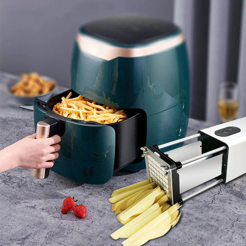 Electric French Fry Cutter with stainless steel blades, perfect for slicing and dicing vegetables in commercial and home kitchens