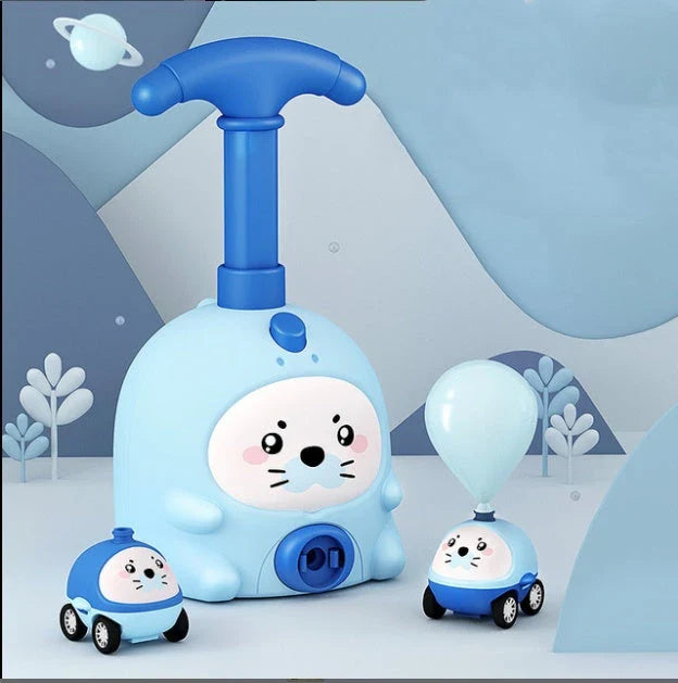 Balloon-powered car toys in various vibrant colours designed to engage children in hands-on STEM learning and independent exploration