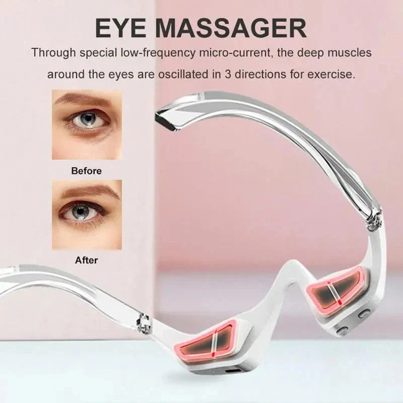 Eye Massager with Micro-Current Therapy for Relaxation, Wrinkle Reduction, and Dark Circle Removal