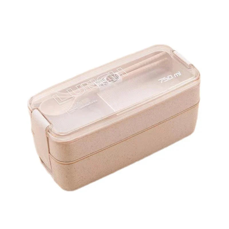 A stylish microwave-safe lunch box with a removable soup mug in various colours, including pink, green, and apricot