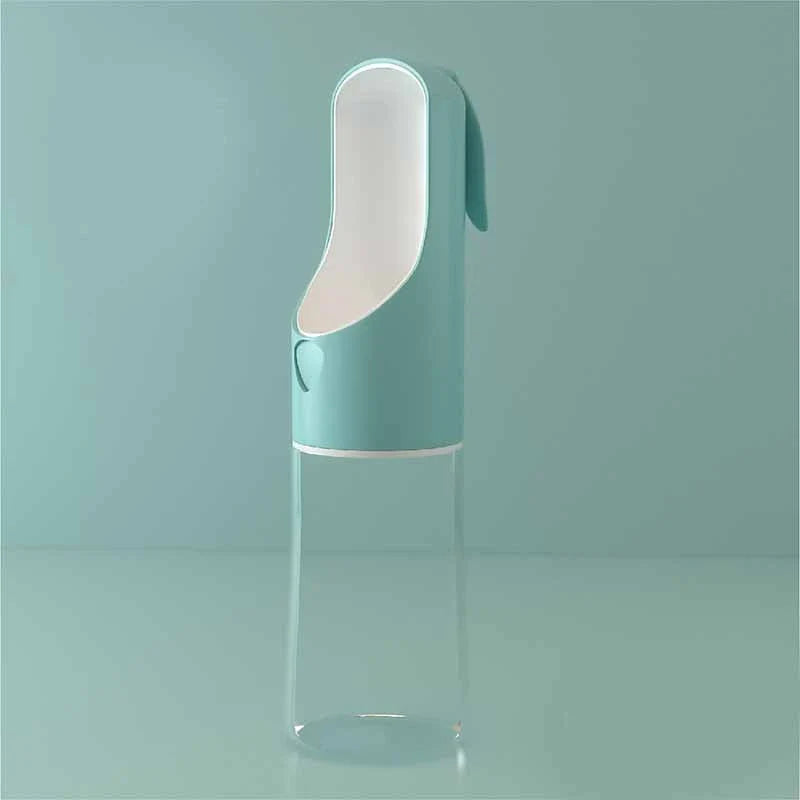 Portable pet water feeder with carbon filter, leak-proof design, and hands-free strap for outdoor hydration