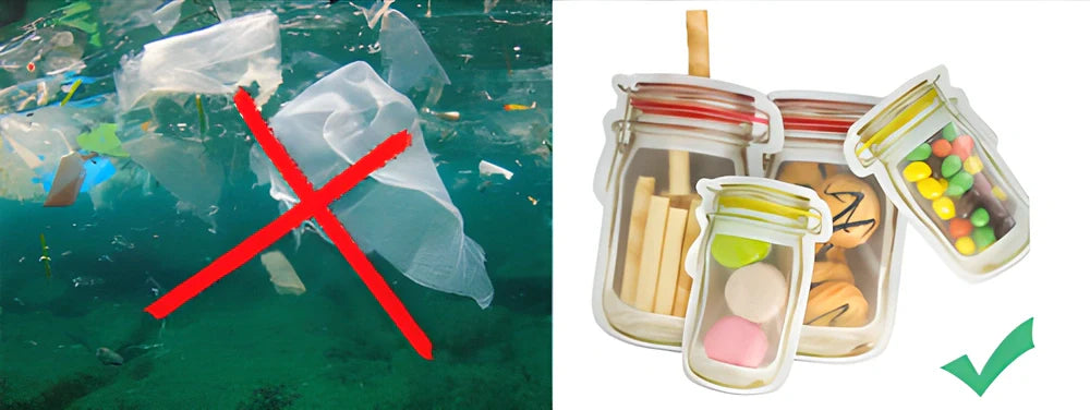 ECOJAR™ BPA-free Reusable Mason Jar Ziplock Bags for storing snacks, leftovers, and packed lunches