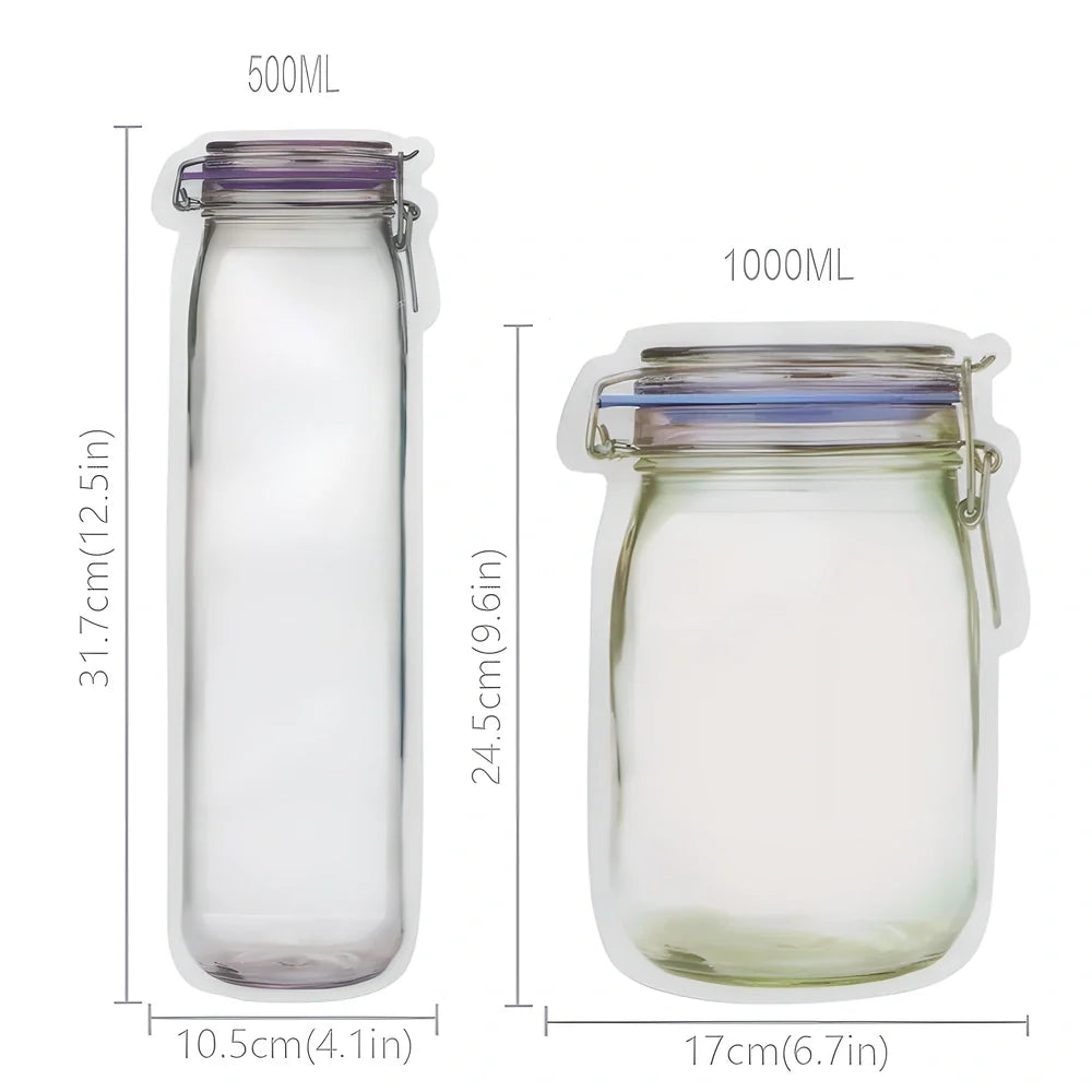 ECOJAR™ BPA-free Reusable Mason Jar Ziplock Bags for storing snacks, leftovers, and packed lunches