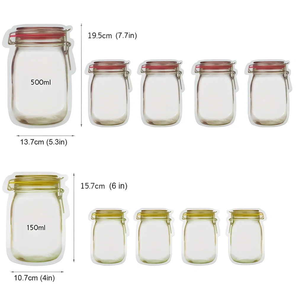 ECOJAR™ BPA-free Reusable Mason Jar Ziplock Bags for storing snacks, leftovers, and packed lunches