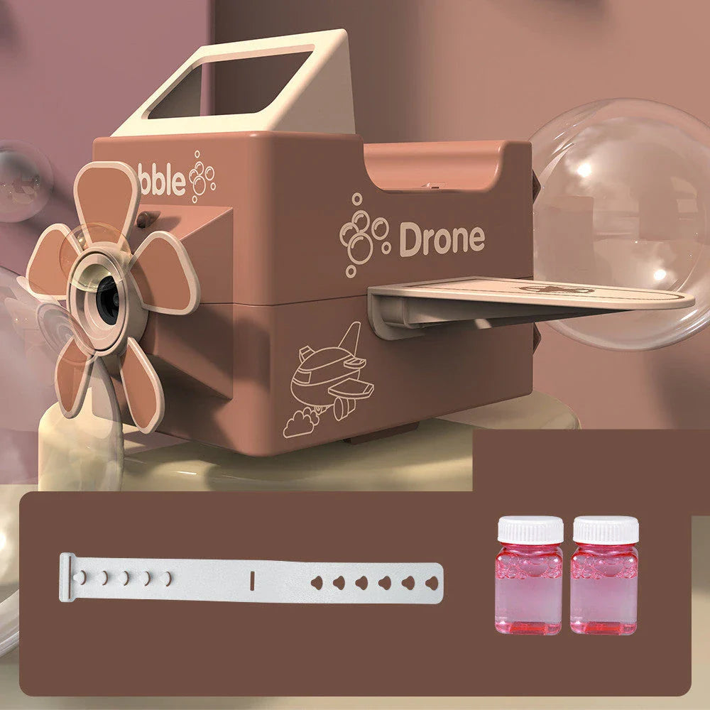 Cute electric bubble-blowing airplane wristband in pink, blue, and brown colours for children