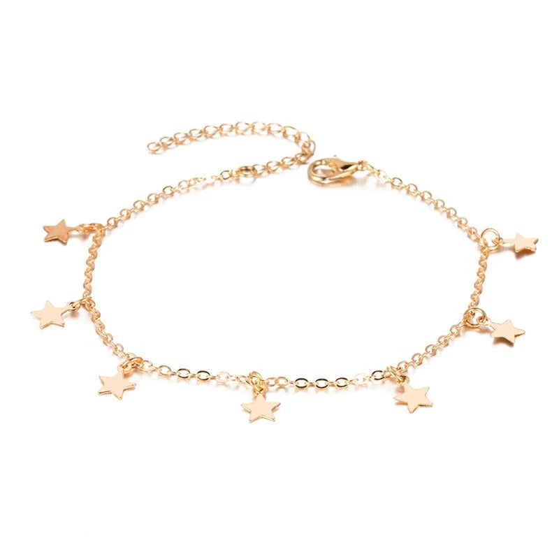 Retro Heart Anklet with Adjustable Chain - Durable Alloy Anklet in Golden, Silver, and Silvery Designs