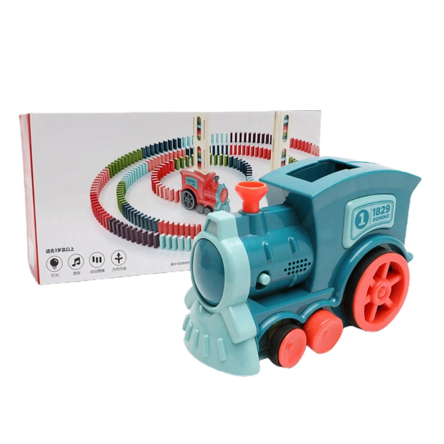 Automatic Domino Train Toy - Motorized Building Set for Kids with Vibrant Colors and Sturdy Construction