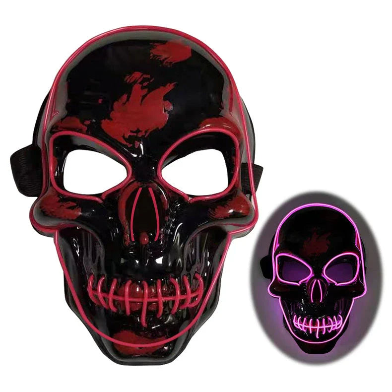 Spooktacular LED Skeleton Mask in a variety of vibrant colours, featuring four lighting modes for the perfect eerie ambiance