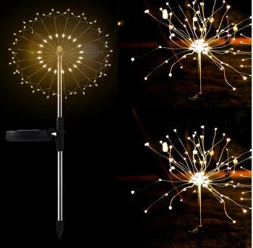 Radiant Solar-Powered Outdoor Fireworks Lights with dazzling LED display in various shapes and colours