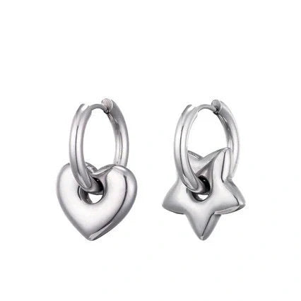 Elegant stainless steel earrings with a glossy finish, available in classic gold and silver tones.