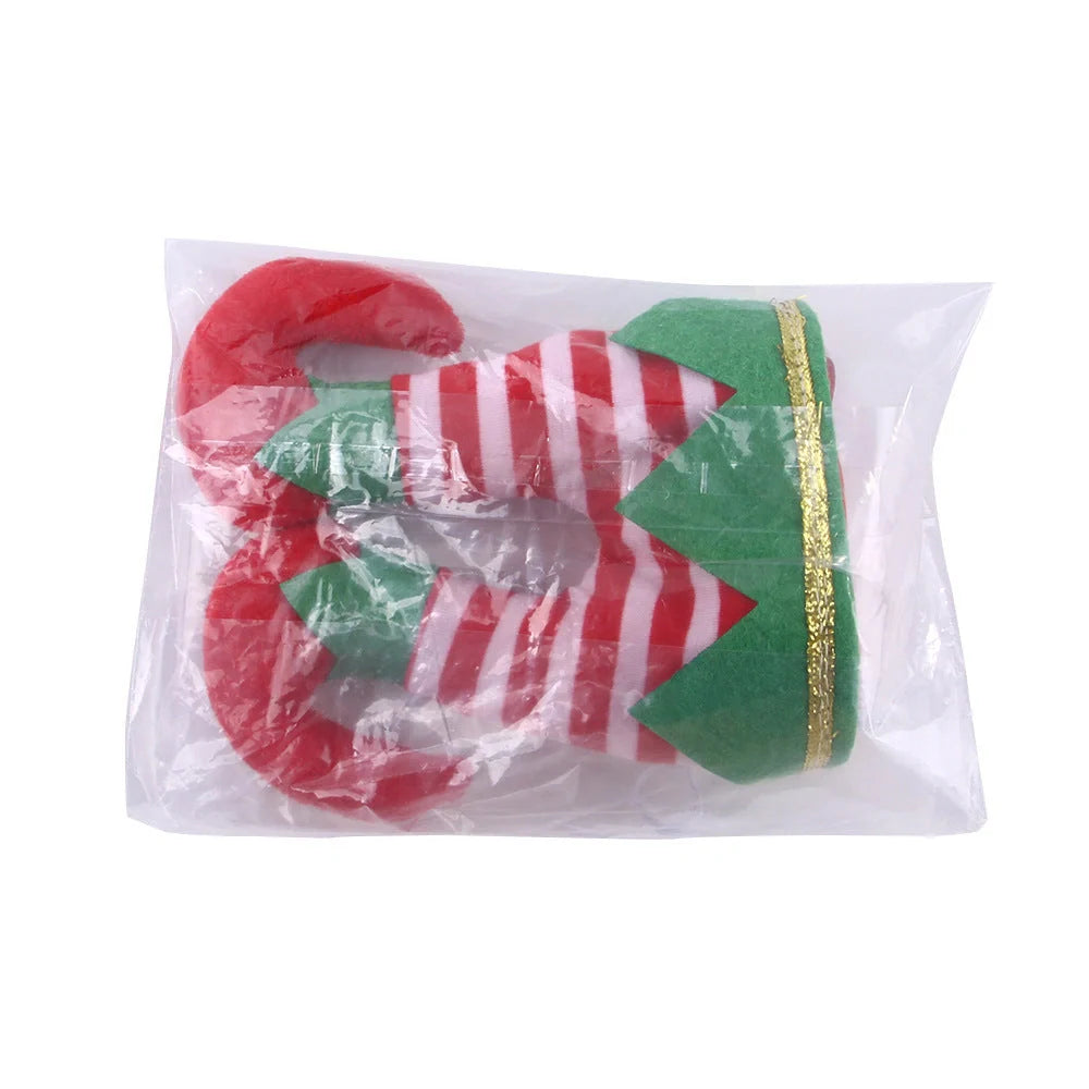 Adjustable Christmas hat for dogs with festive striped design