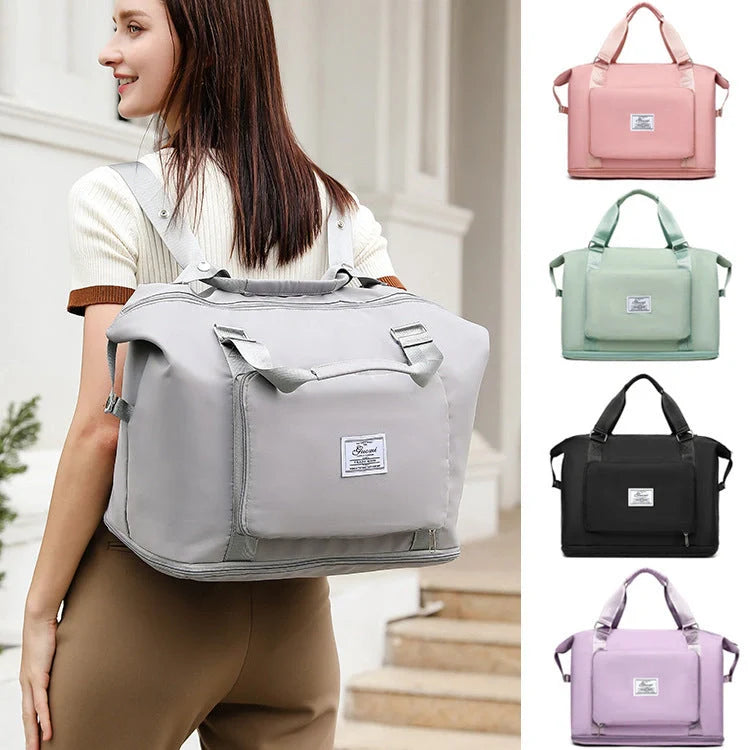 Folding travel bag for women in various colours, lightweight and durable Oxford cloth
