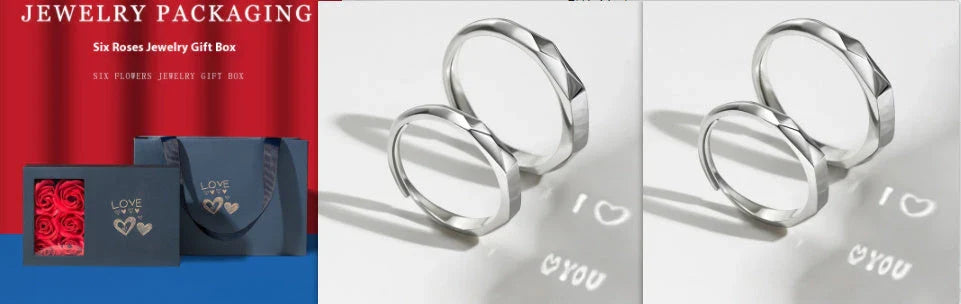 Stylish sterling silver rings with a hidden love pattern design, perfect for romantic gifts or personal accessorizing.