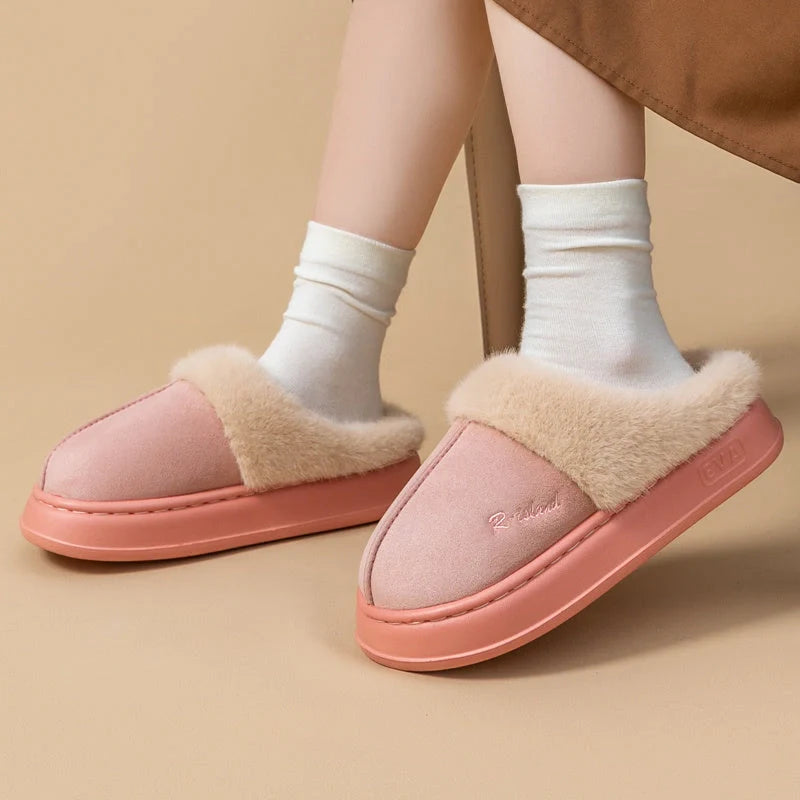 Cosy, fluffy cotton slippers in a variety of colours, featuring non-slip soles for indoor and outdoor wear