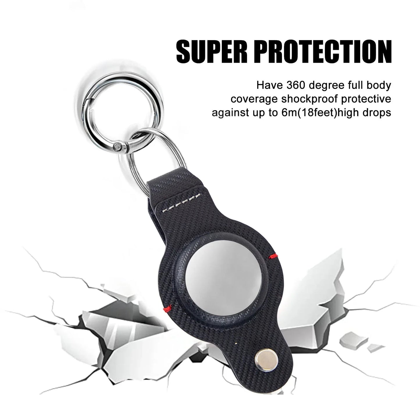 Stylish AirTag Holder with Durable Key Ring - Premium PU Leather Accessory for Secure Apple AirTag Tracking